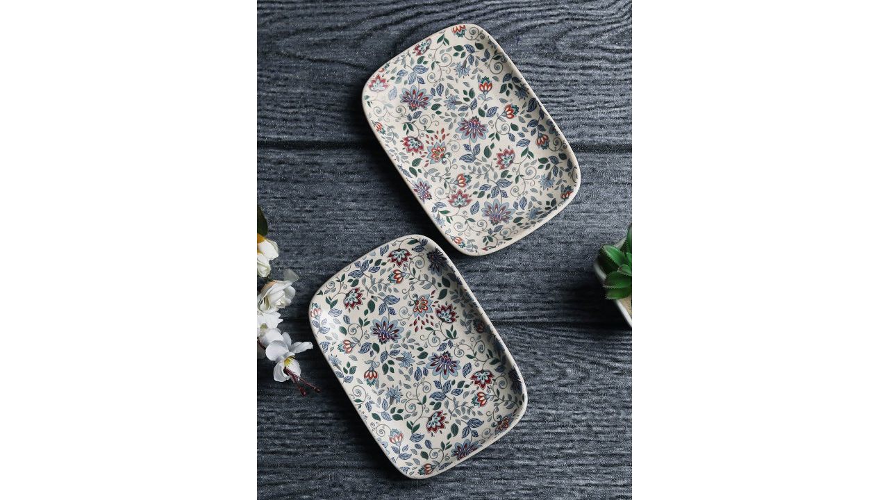 MIAH Décor Multicoloured 2-Pieces Printed Ceramic Platters