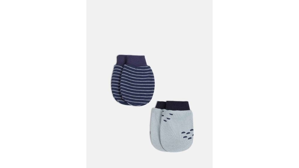 MINI KLUB Infant Boys Pack Of 2 Printed Pure Cotton Mittens