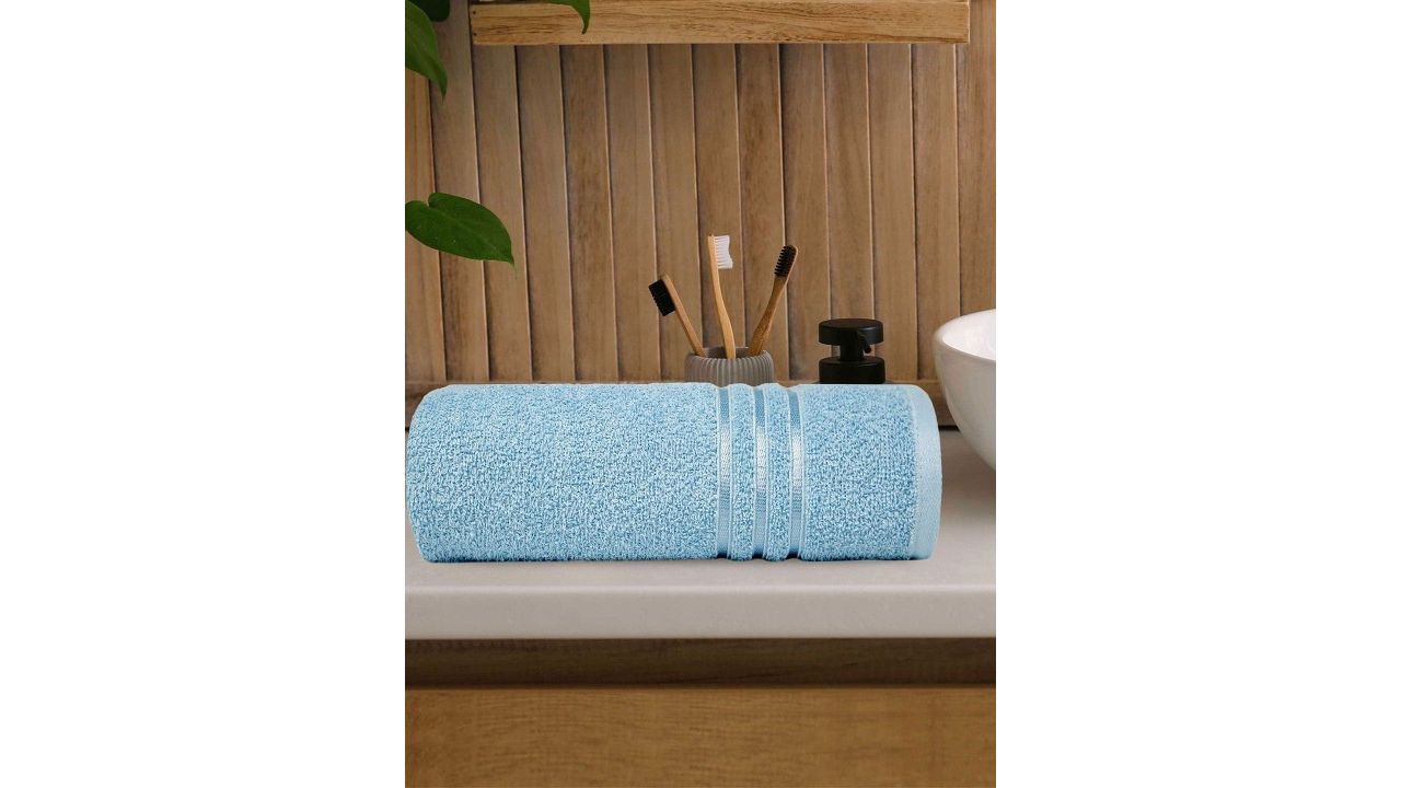 MYTRIDENT Blue Self-Designed 400 GSM Pure Cotton Bath Towel