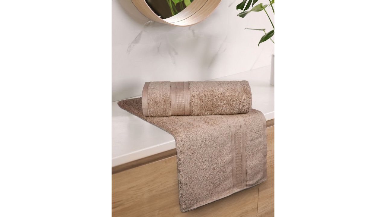 MYTRIDENT Brown 2 Pieces Cotton 500 GSM Bath Towel