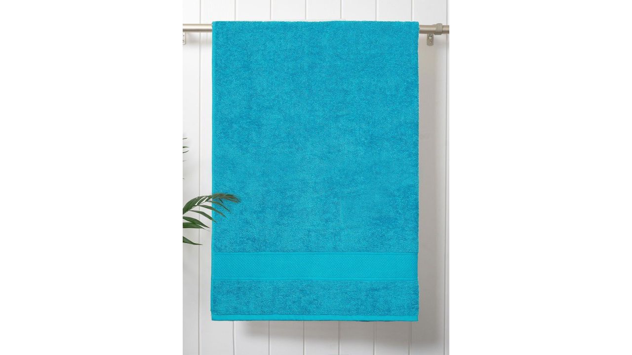 MYTRIDENT Teal 500 GSM Pure Cotton Anti-Bacterial Reversible Bath Towel