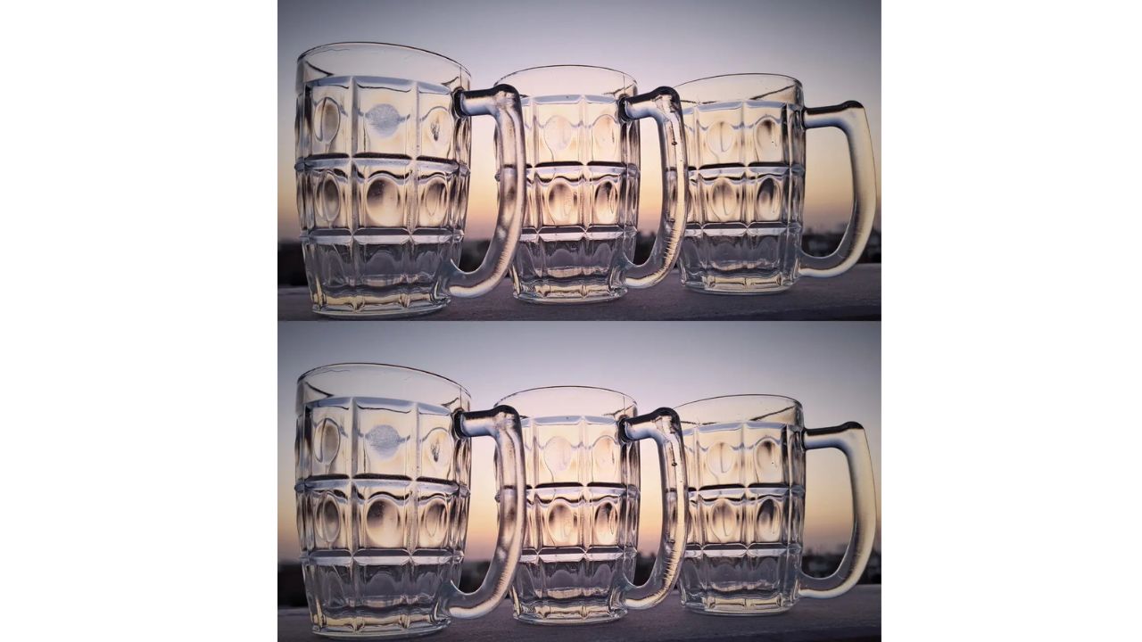 Madhawar store (Pack of 6) Beer Mug Glass for Home Dining Tableware