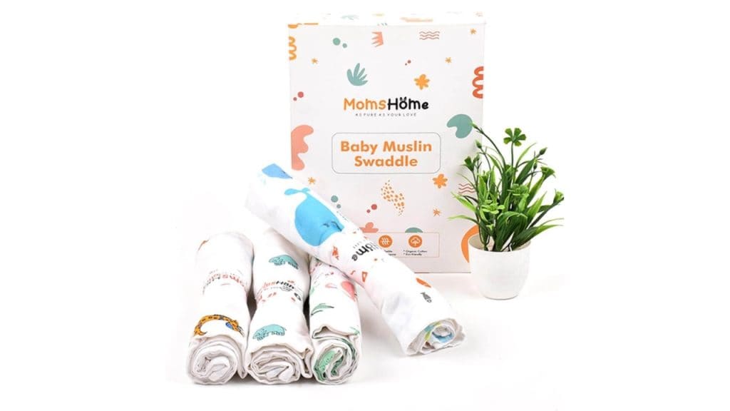 Moms HomeInfant Kids Pack of 4 Conversational Printed Organic Cotton Muslin Swaddles