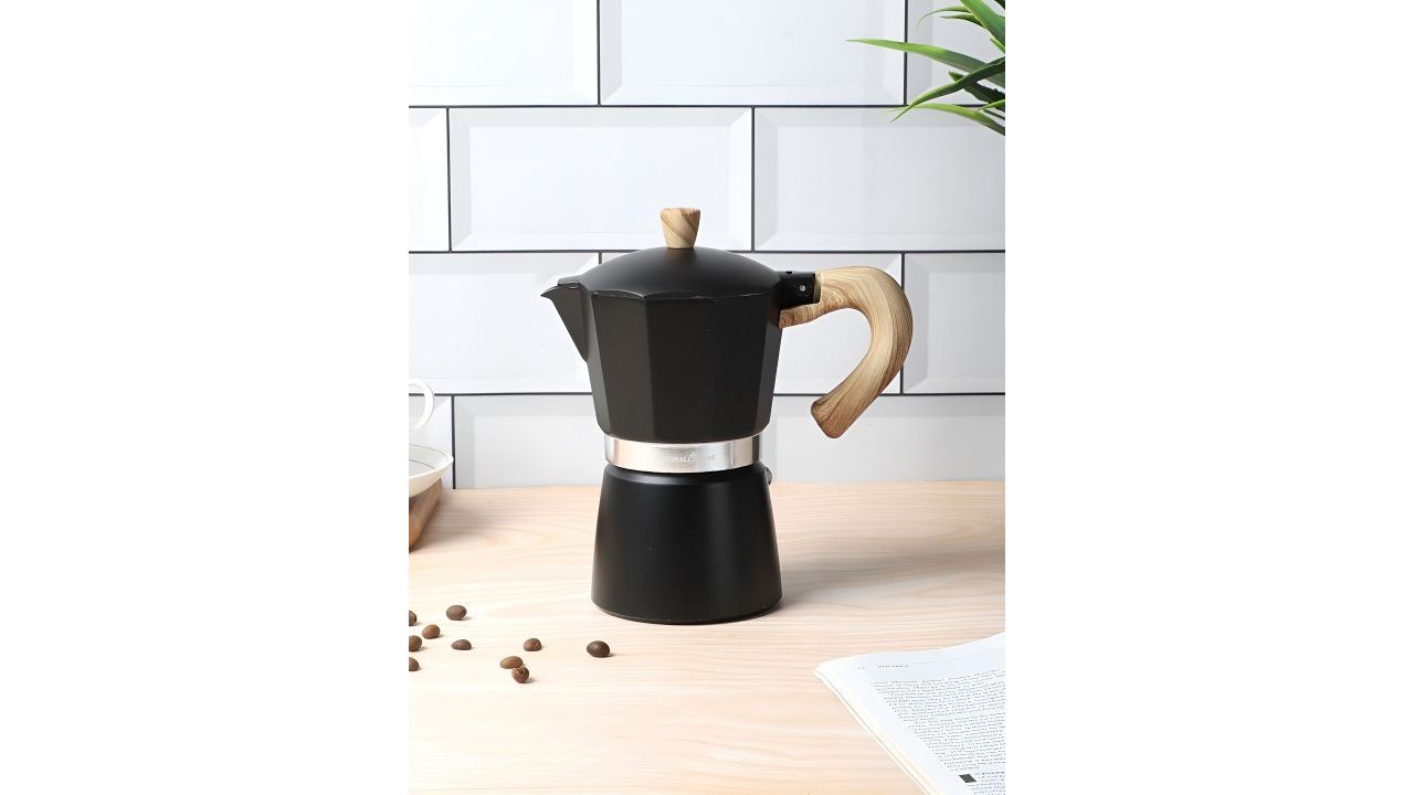 NATURALLY YOURS Black Textured Moka Pot Coffee Maker 300 ML