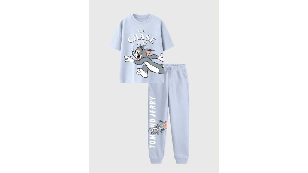 Nap Chief Kids Unisex Tom and Jerry Printed Pure Cotton T-shirt With Jogger