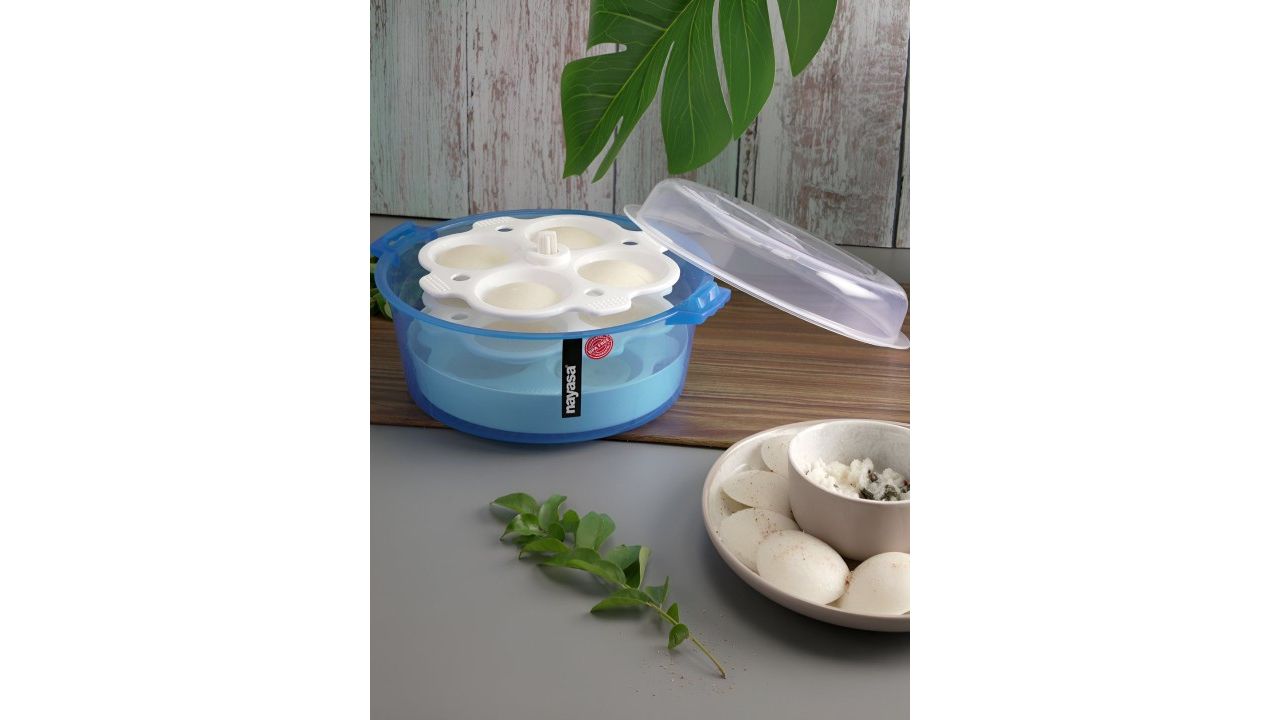 Nayasa Blue Plastic Microwave 4-in-1 Steamer & Idli-Maker