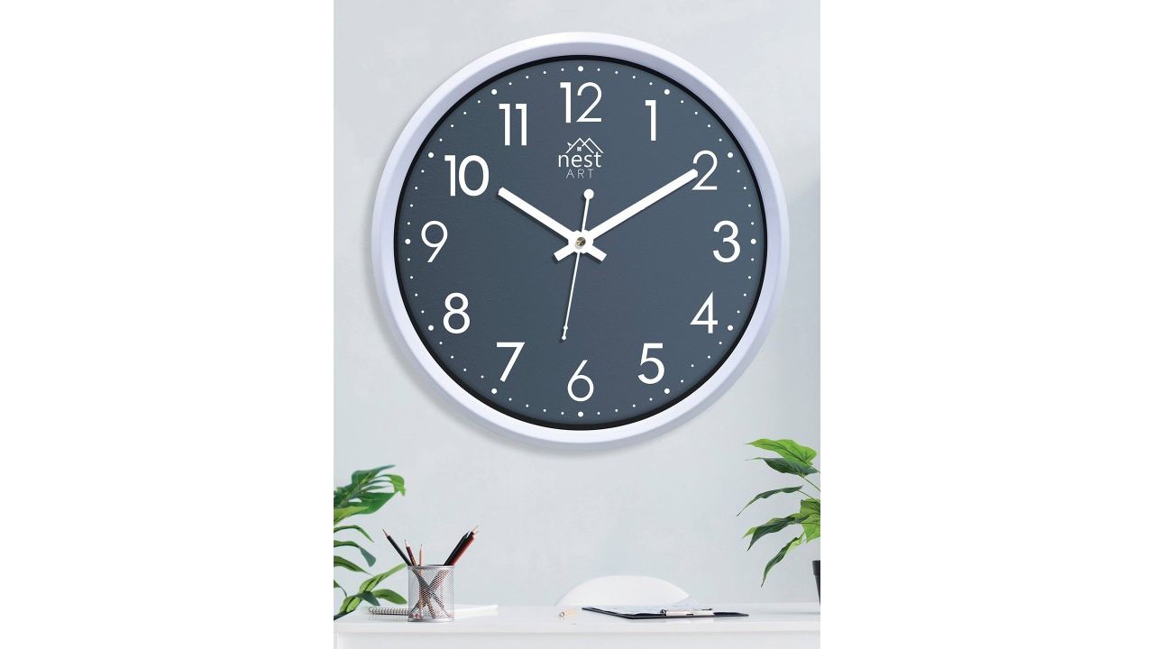 Nest ART White & Teal Contemporary Wall Clock