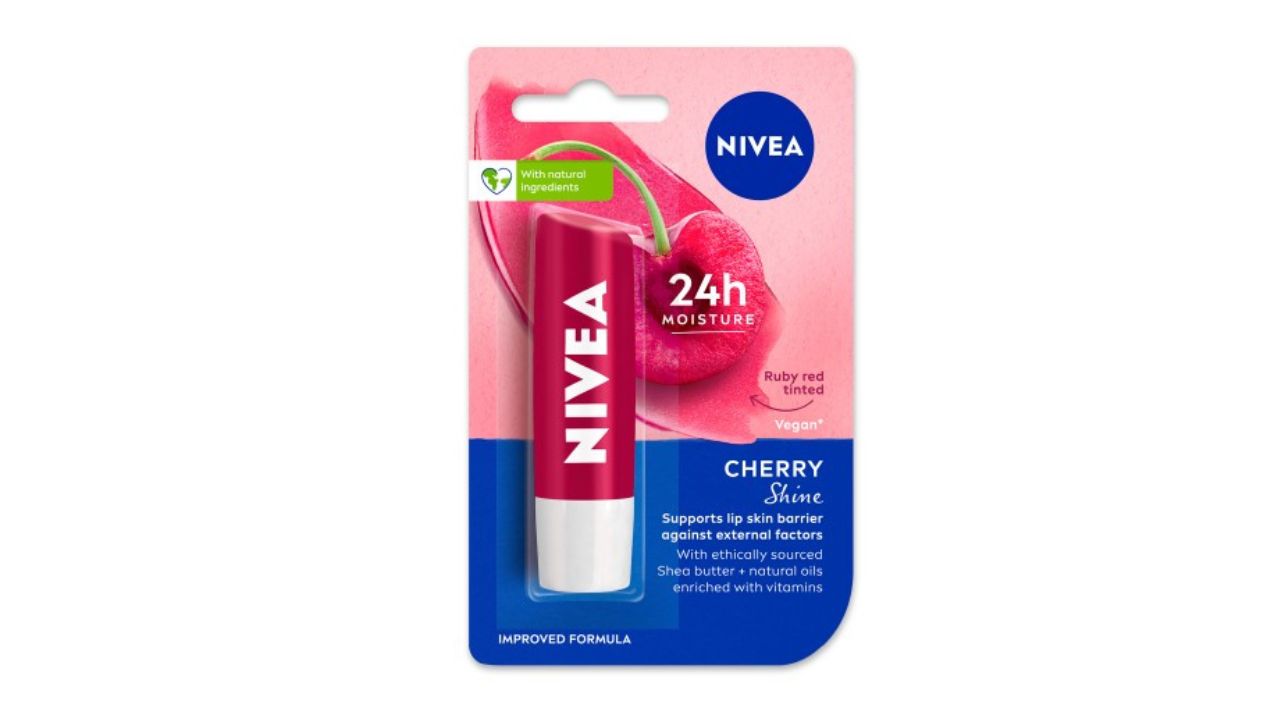 Nivea Cherry Shine Long Lasting Moisturisation Caring Lip Balm 4.8 g