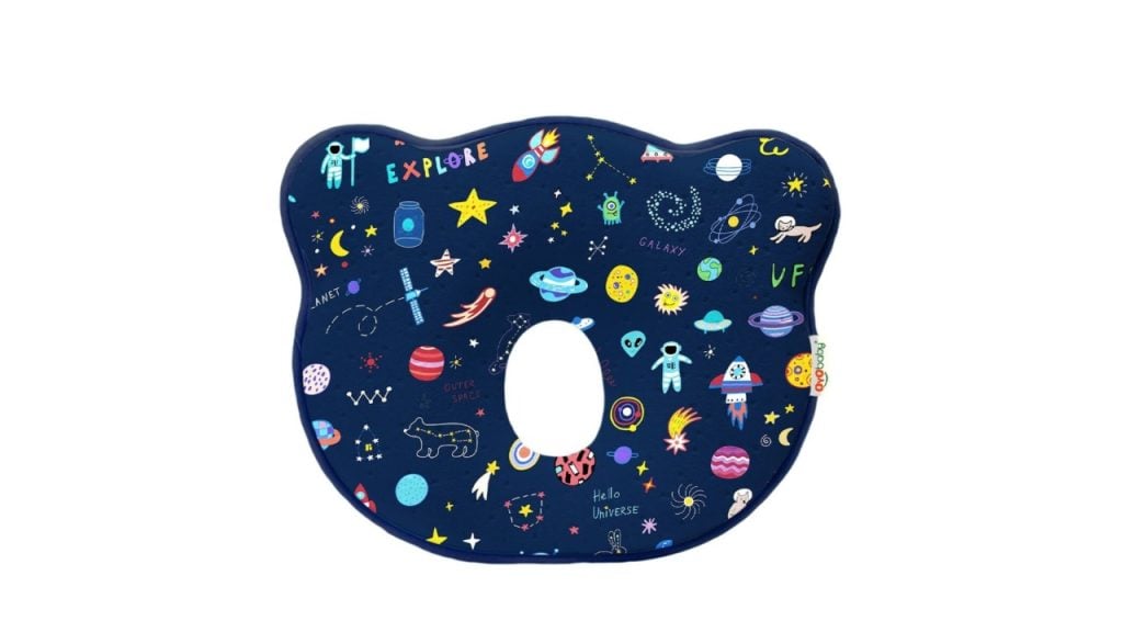OyO BabyInfants Navy Blue & Yellow Sky Print Memory Foam Head Shaping Cotton Baby Pillow