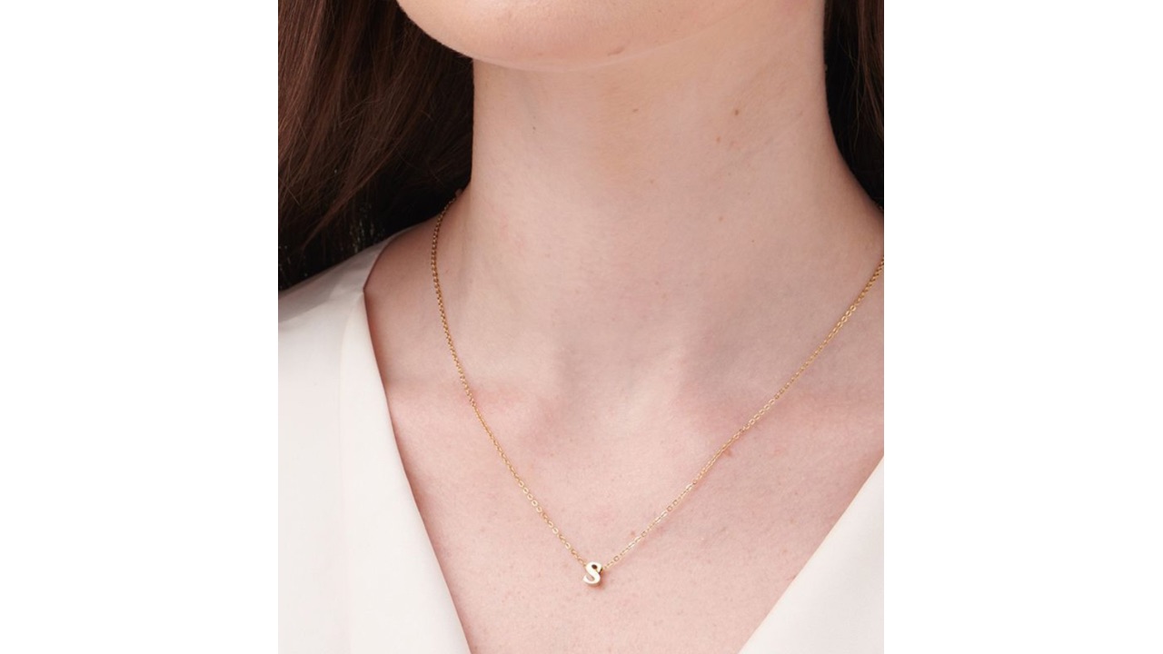PALMONAS18K Gold-Plated Stainless Steel S Small Letter Minimal Chain