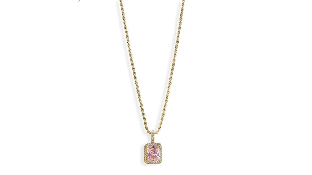 PALMONASWomen 18k Gold Plated Emerald Pendant with Waterproof & Anti-Tarnish Chain