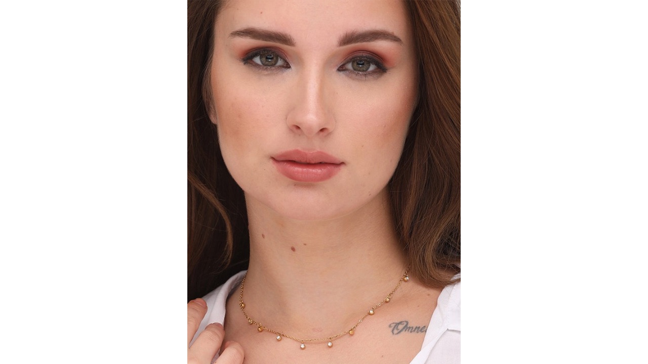 PALMONASWomen 18k Gold Plated Multiple Stones Waterproof & Anti-Tarnish Necklace