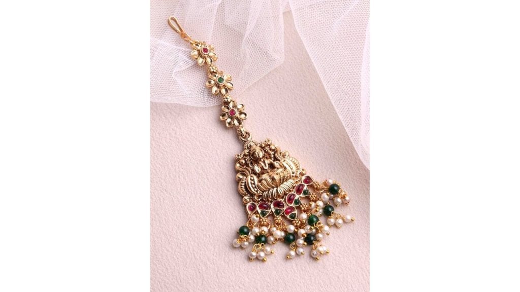 PANASH Gold-Plated Maang Tikka Head Jewellery