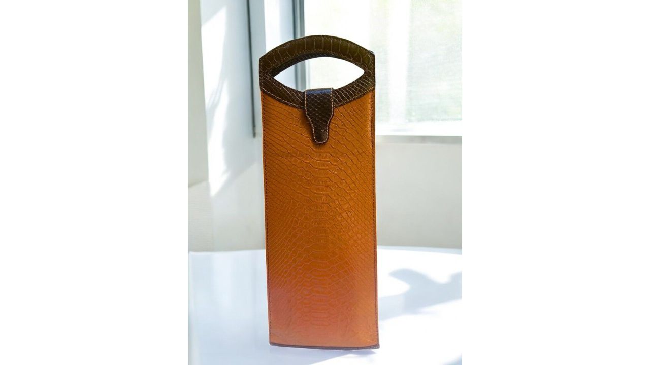 PERKED Unisex Tan Leather Bottle Holder