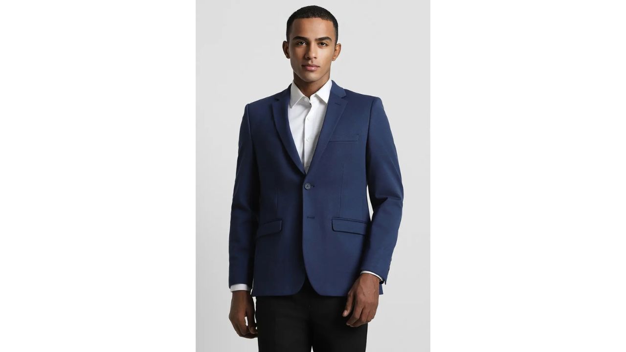PETER ENGLAND Men Solid Single Breasted Formal Blazer