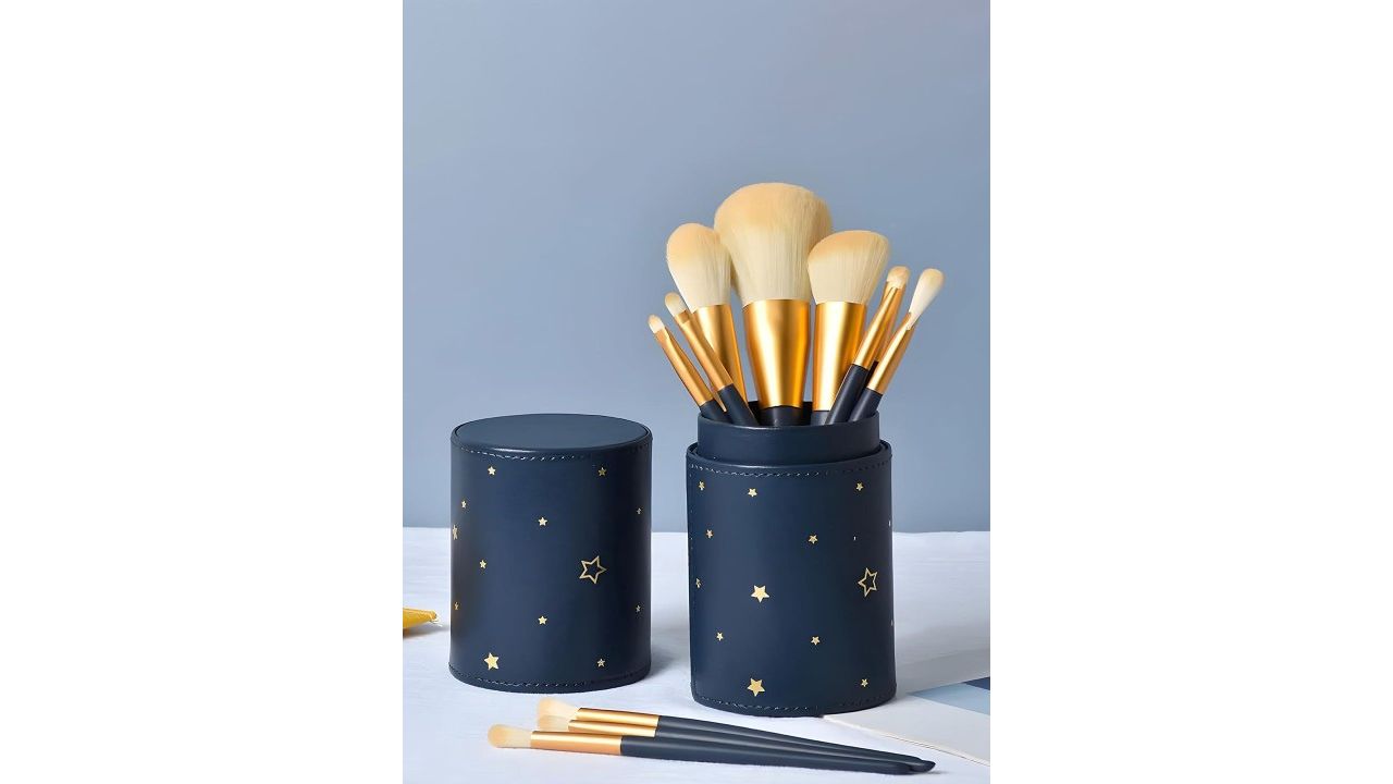 PURRPALAX Set Of 12 Makeup Brushes With Leather Box