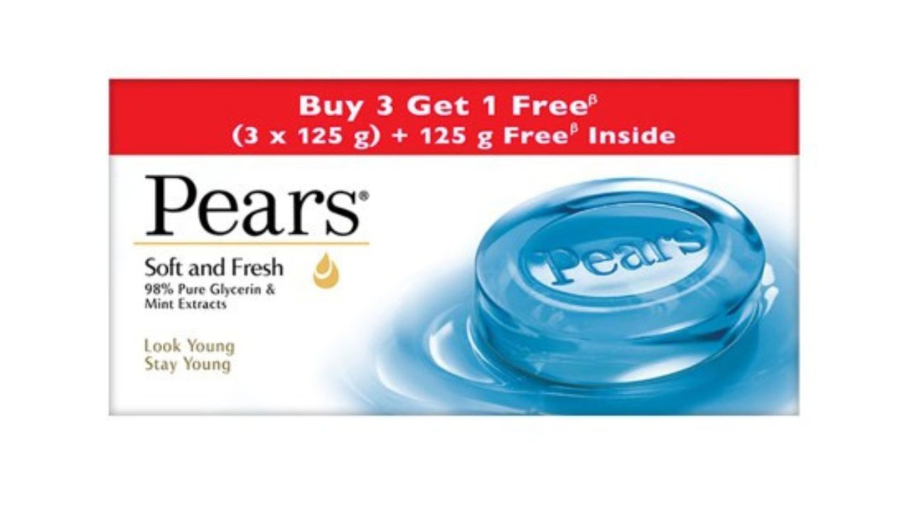 Pears Unisex Set of 3 Soft & Fresh Bathing Bars with 1 Free Bathing Bar