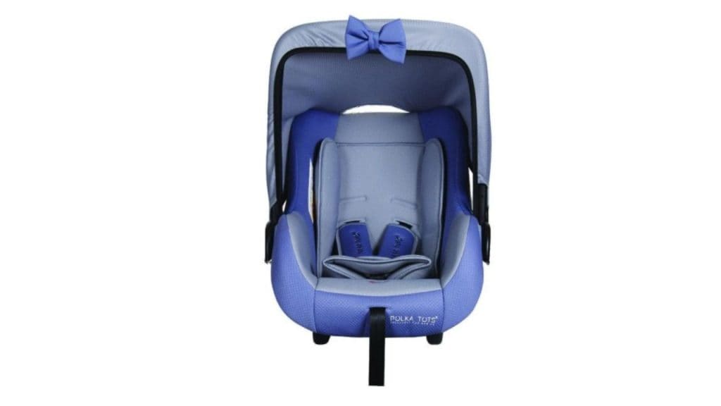 Polka Tots Infants Blue 5 in 1 Baby Car Seat Cum Carrycot with Fancy Bow Tie