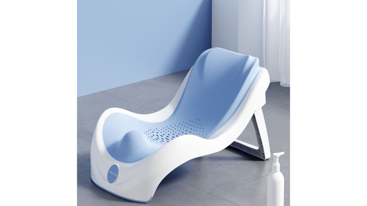 Polka TotsInfants Blue & White Soft Rubber Tiny Tubsy Baby Bather