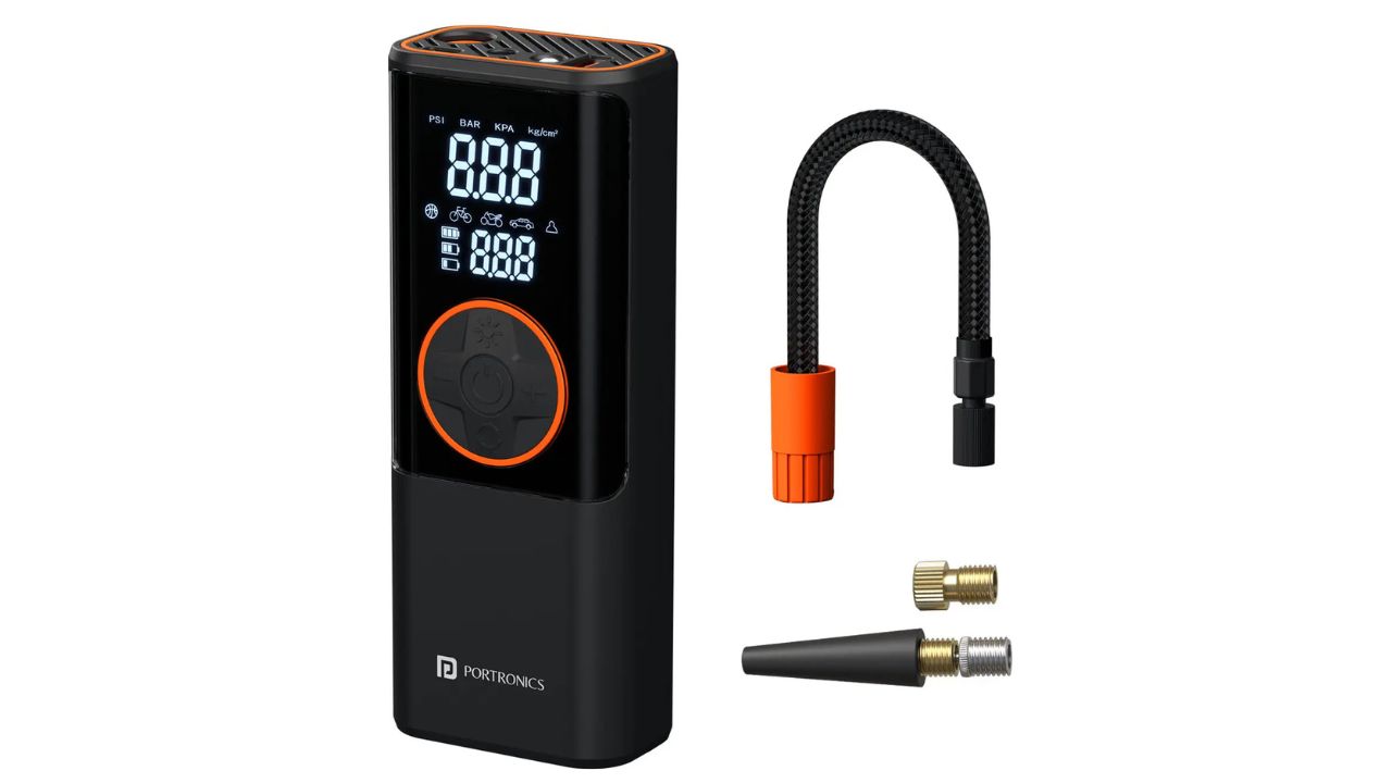 Portronics 150 psi Tyre Air Pump for Car & Bike