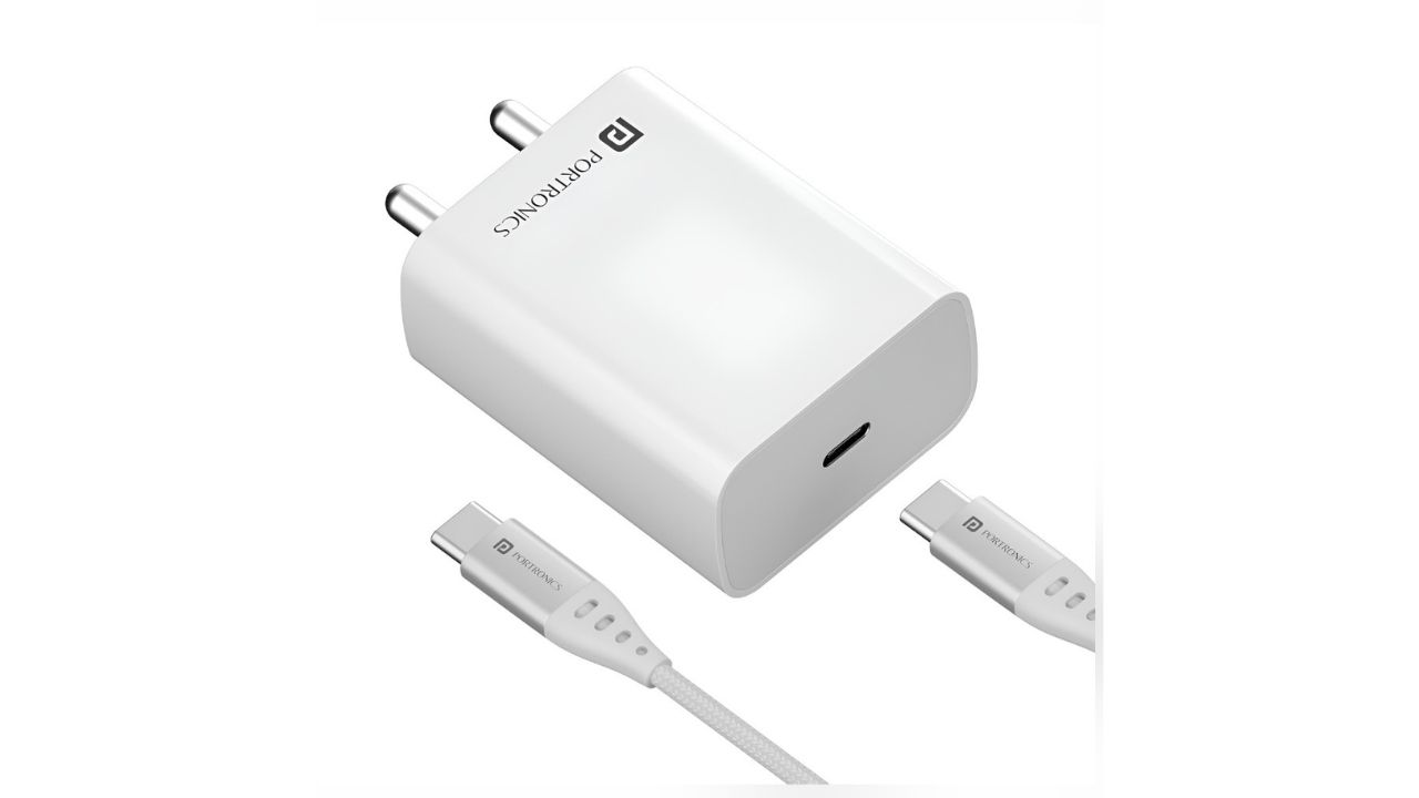 PortronicsAdapto 25 Pro 25W Fast Charging Type C Adapter With Type C Charging Cable
