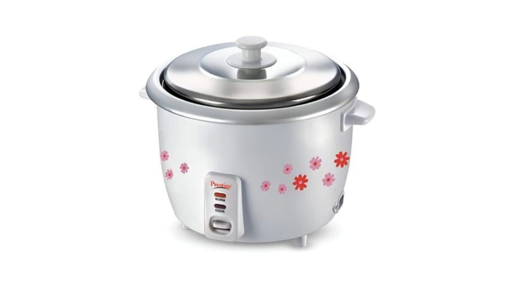 Prestige Delight PRWO White Printed Aluminium 230W Electric Rice Cooker With Fit Lid 1.8L