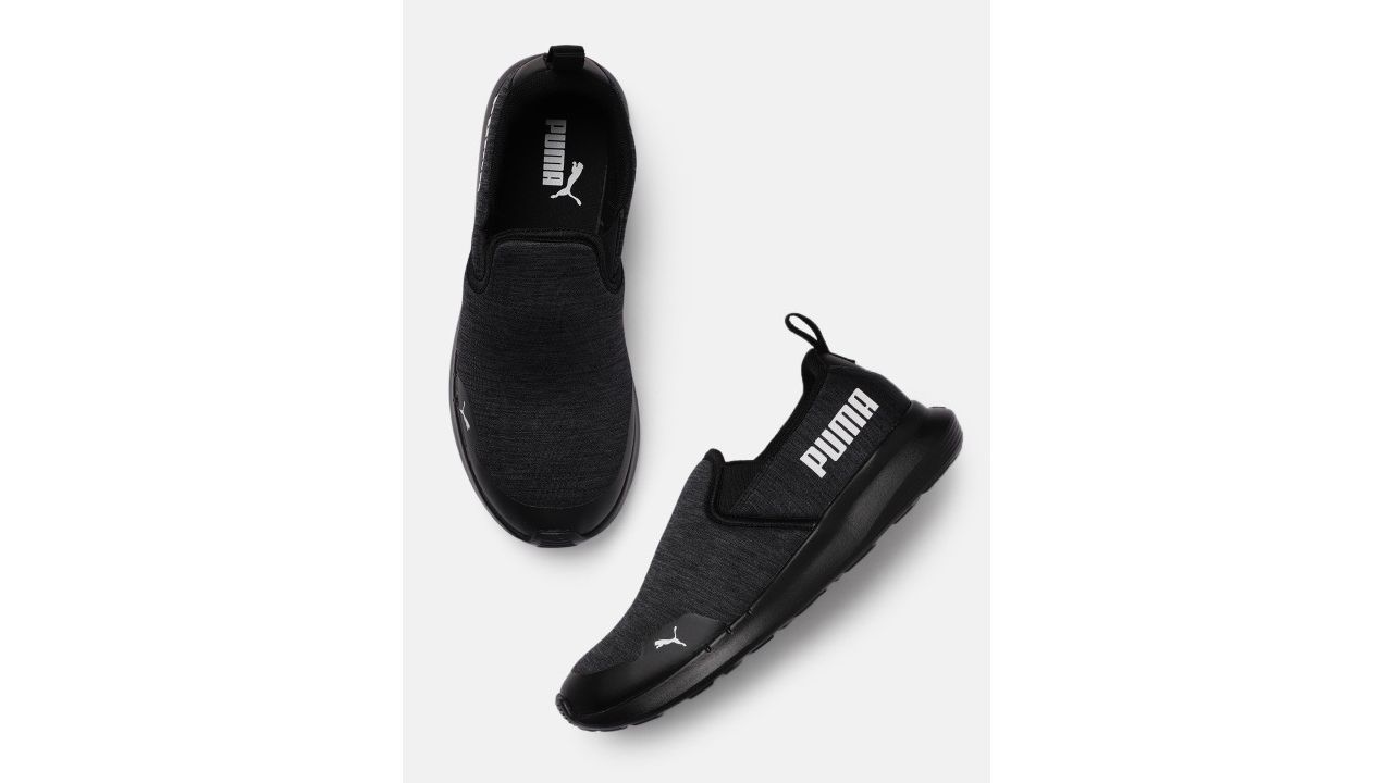 Puma Men Charcoal Grey Melange Turf Slip-On Regular Running Shoes