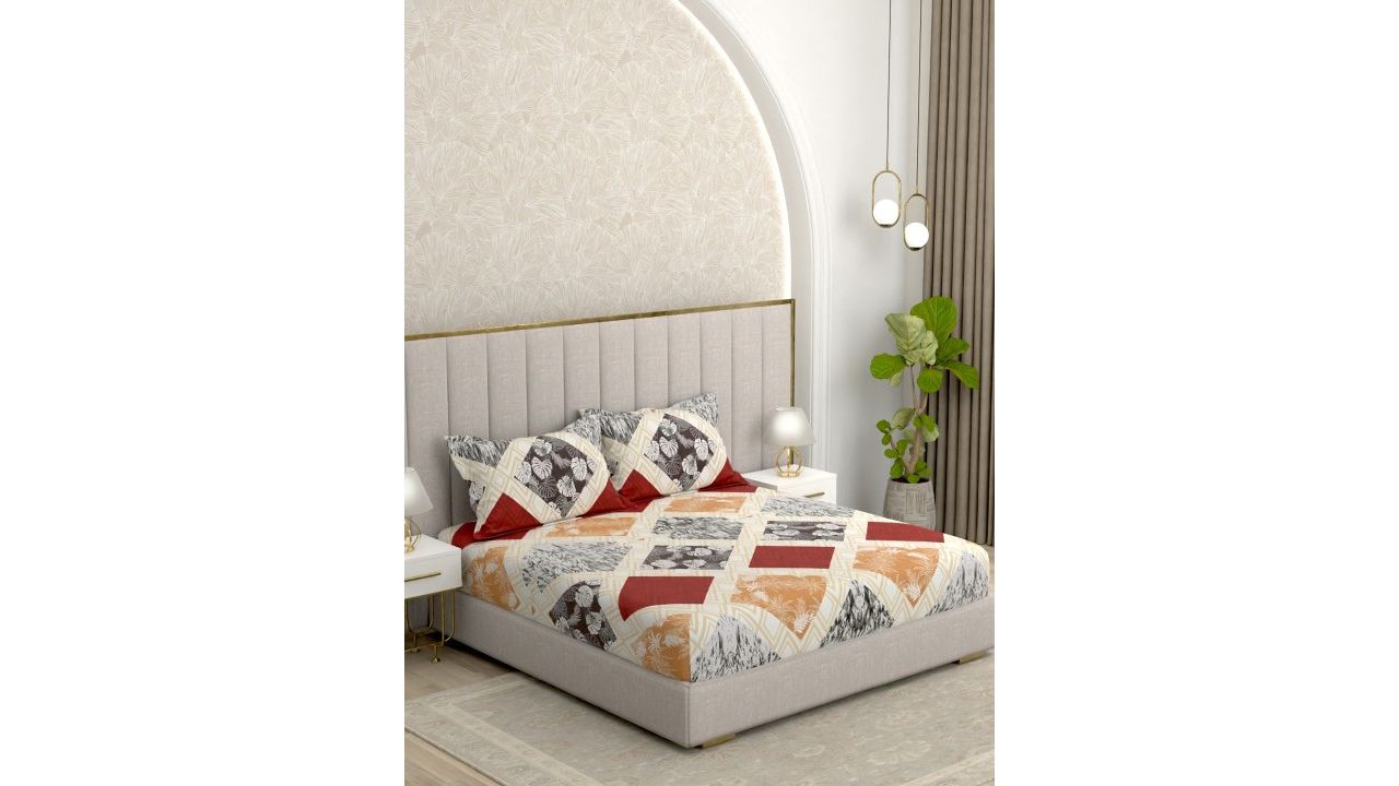 Pure Décor Queen Size Double Bed Bedsheet With 2 Pillow Covers 90in X 100in,228cm X 254cms