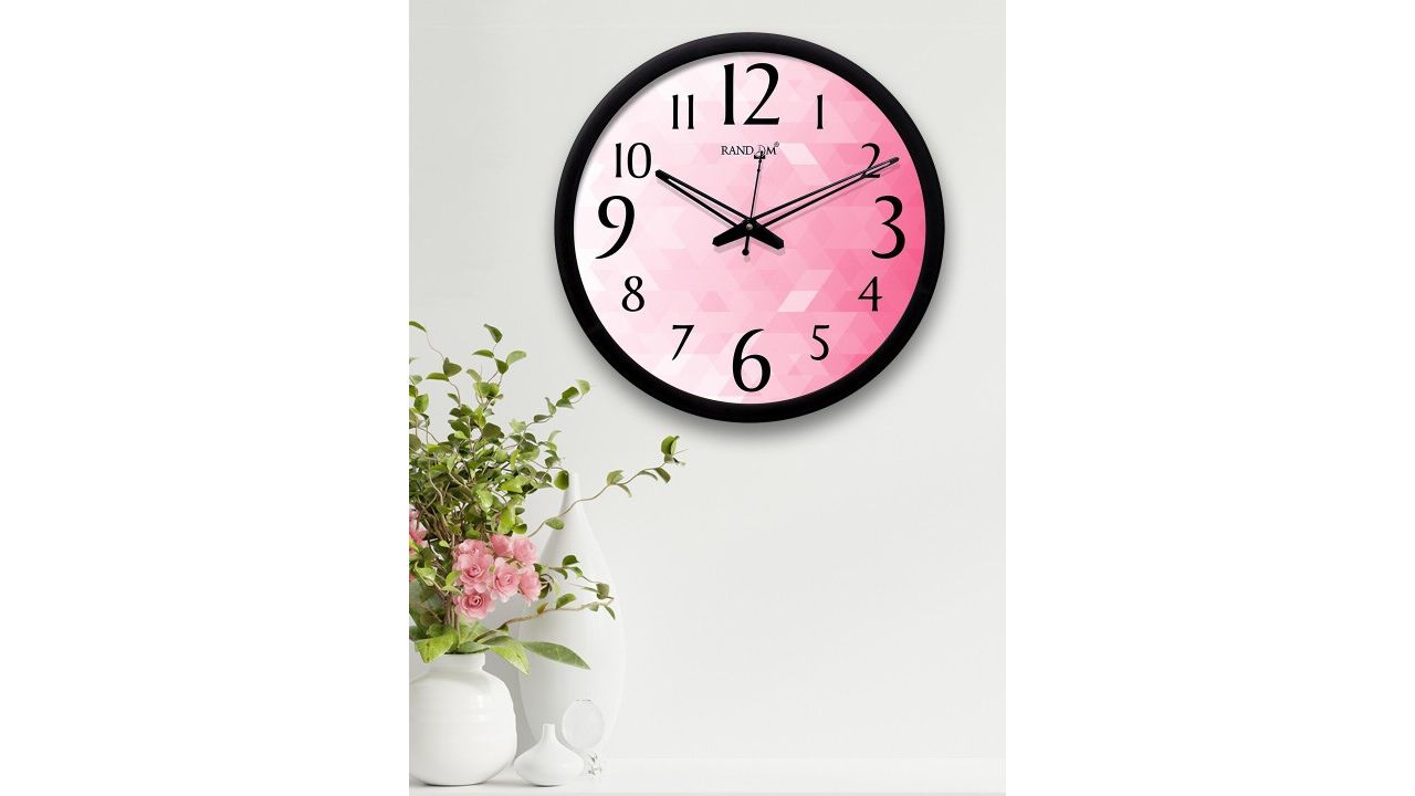 RANDOM Black & Pink Printed Contemporary Random Wall Clock