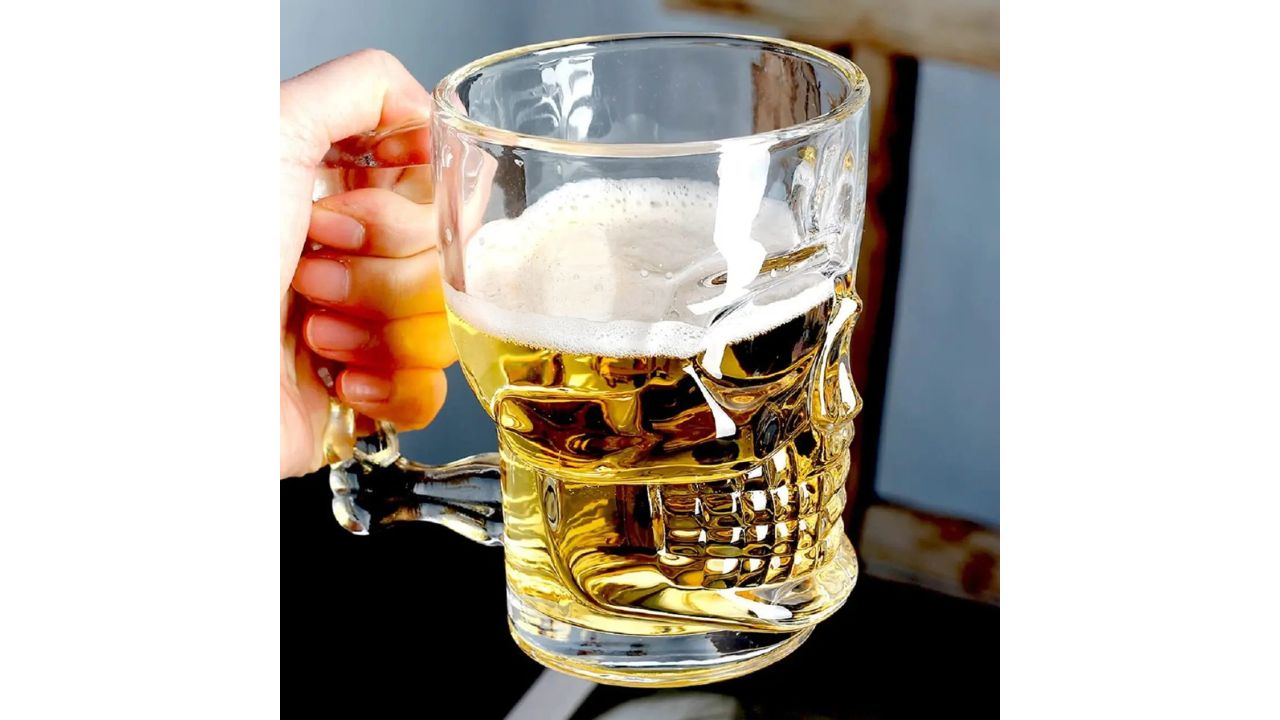 RUTVIHK Skull Beer Mug 530ML for Large Glass Beer Mug for Party