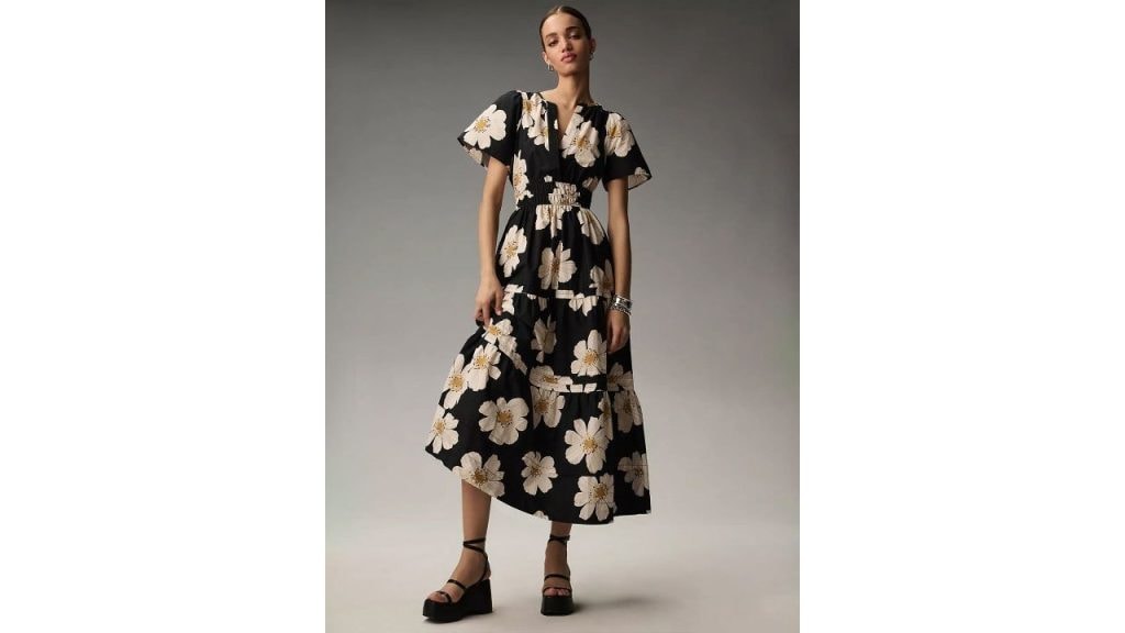 Roadster Floral Knee Long Fit and Flare Dress