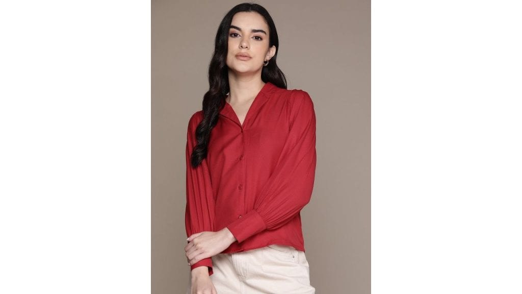 Roadster The Lifestyle Co. Cuban Collar Puff Sleeves Shirt