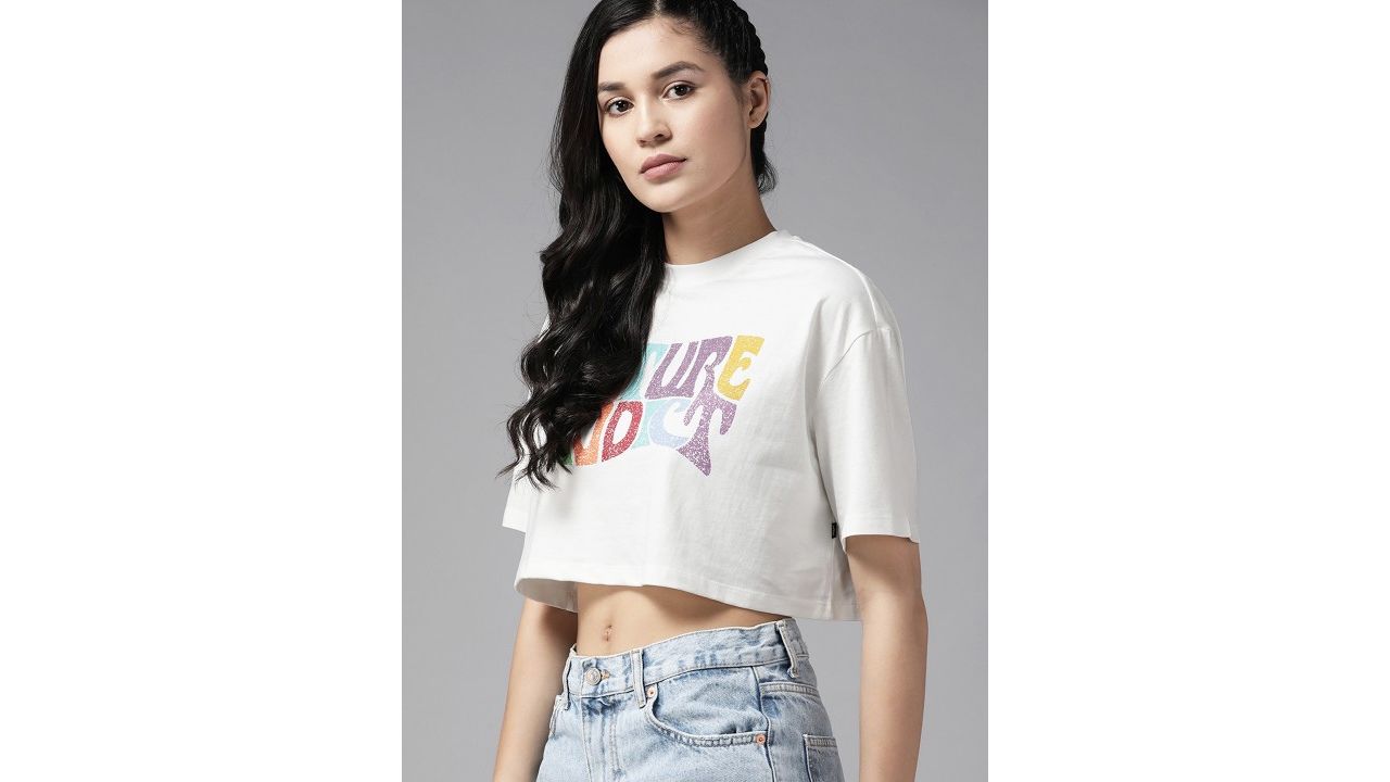 Roadster The Lifestyle Co. Typography Print Pure Cotton Boxy T-shirt