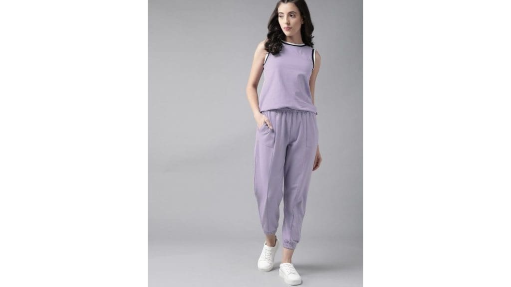 Roadster Women Lavender Solid Pure Cotton Co-Ords Set