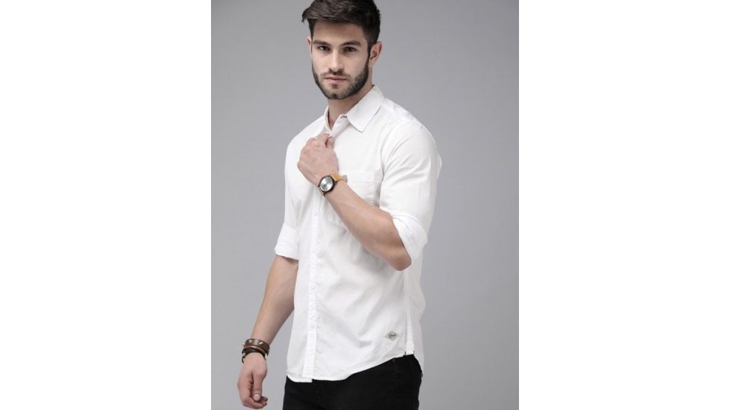RoadsterMen White Classic Regular Fit Cotton Casual Shirt