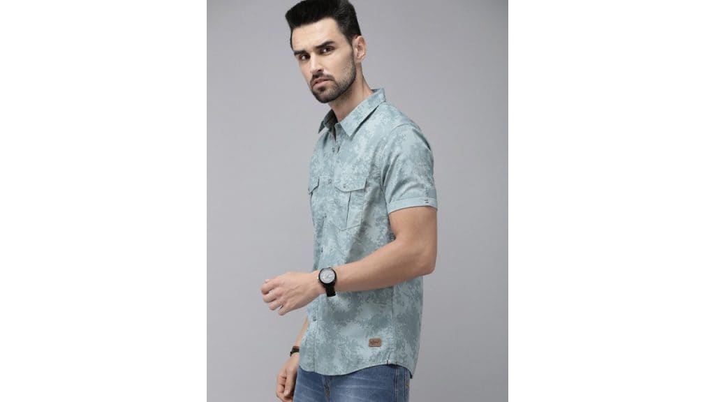 RoadsterThe Lifestyle Co Men Blue Printed Pure Cotton Casual Shirt
