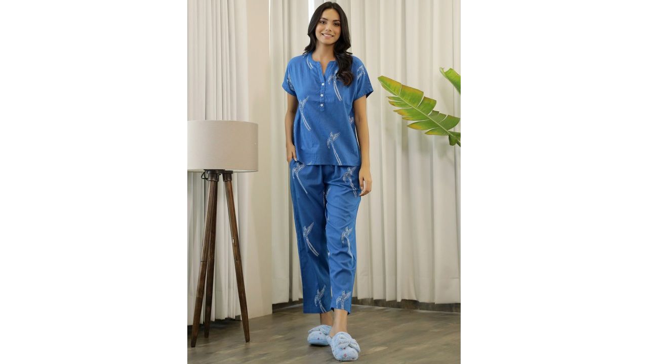 SANSKRUTIHOMES Women Printed Pure Cotton Night suit