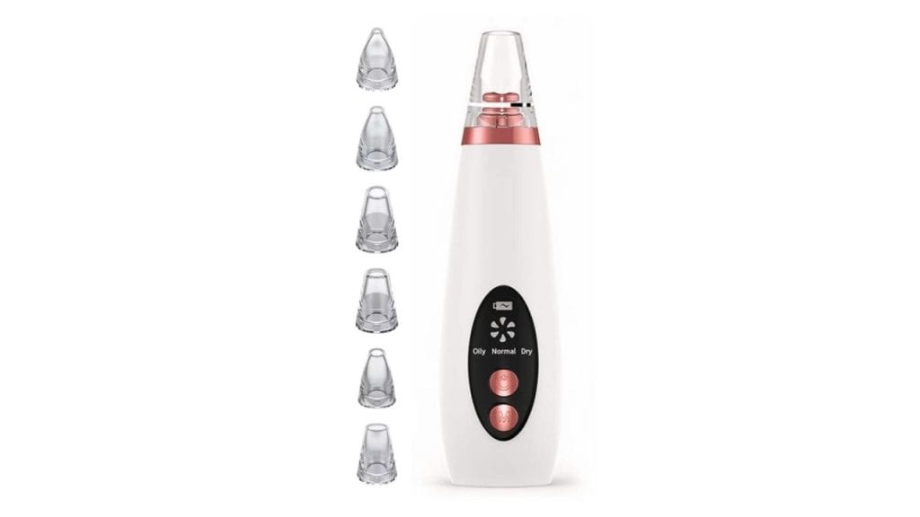 SIGNAXO Clear Rechargeable Vacuum Acne Pore Cleaner Blackhead Remover With 6 Nozzles