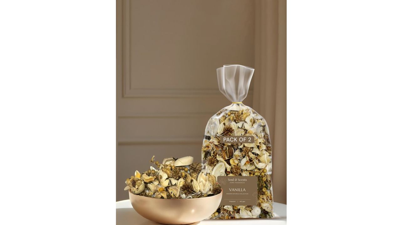 SOUL & SCENTS Vanilla Potpourri Pack of 2 | Dried Flowers 140gm Each