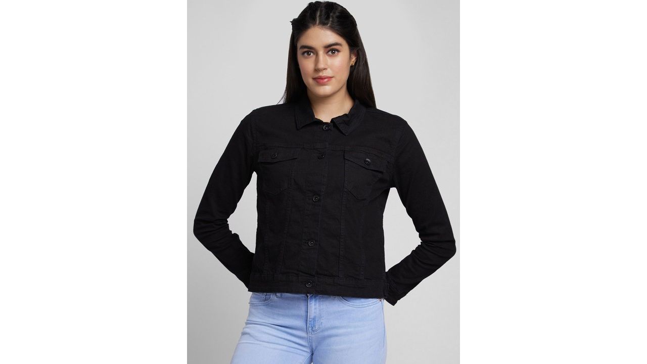 SPYKAR Women Washed Crop Denim Jacket