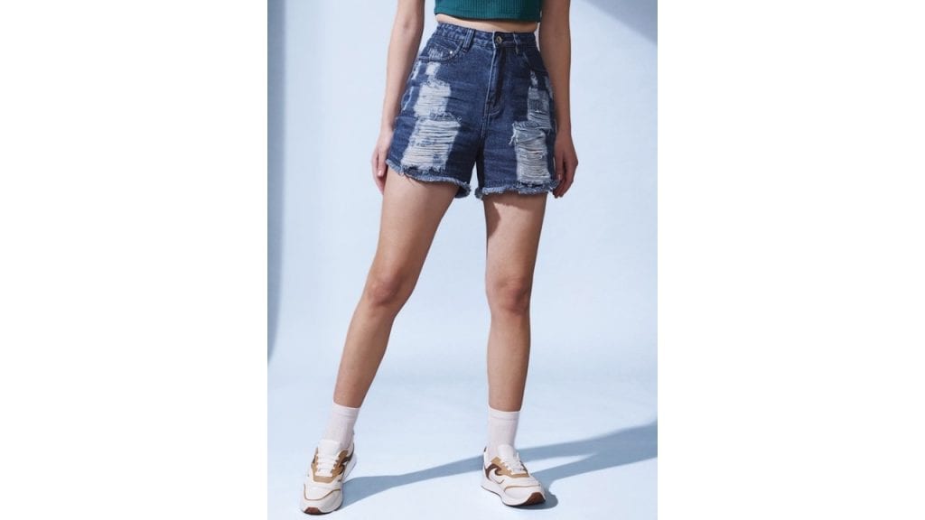 STREET 9Women Washed High-Rise Denim Denim Shorts