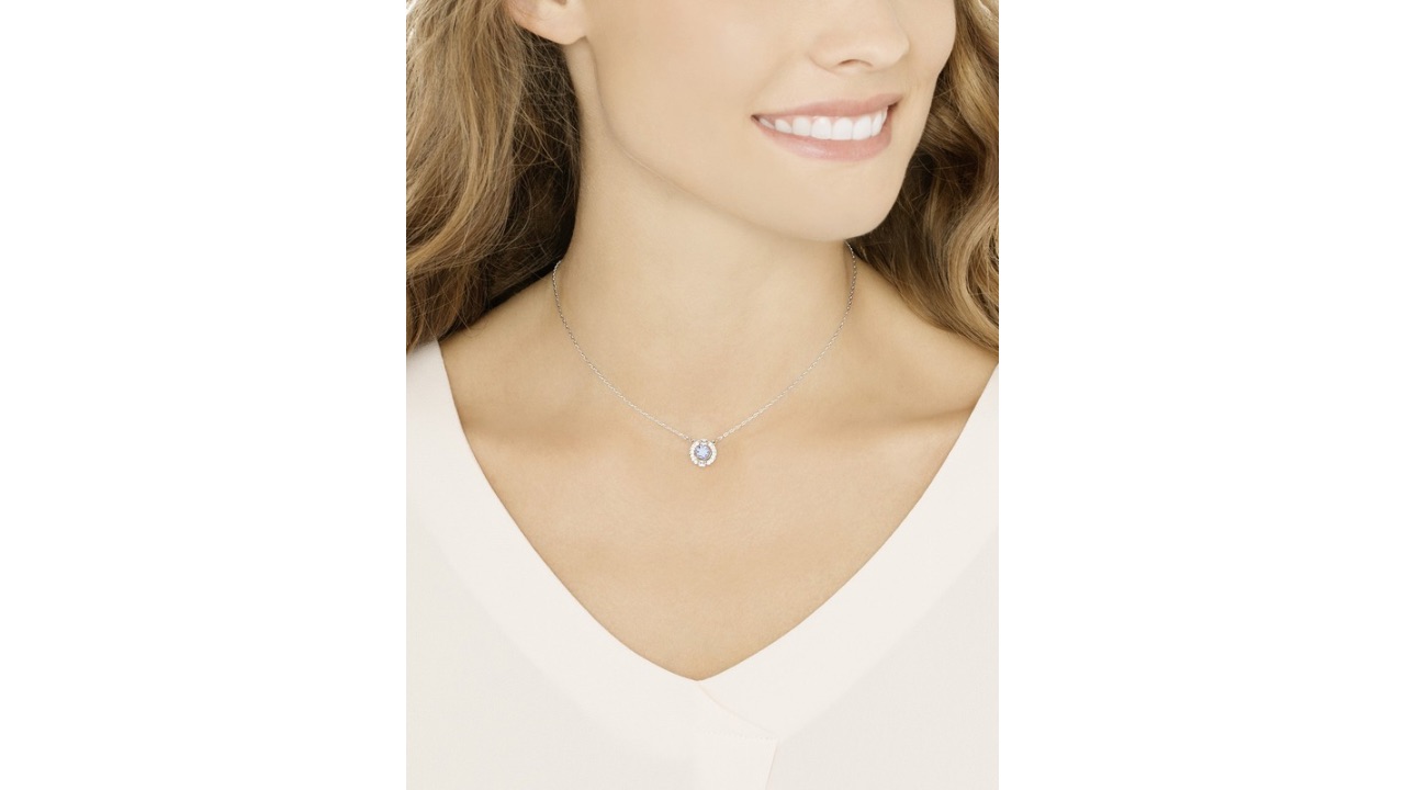 SWAROVSKIBlue & Silver-Toned Rhodium-Plated Sparkling Dance Round Necklace