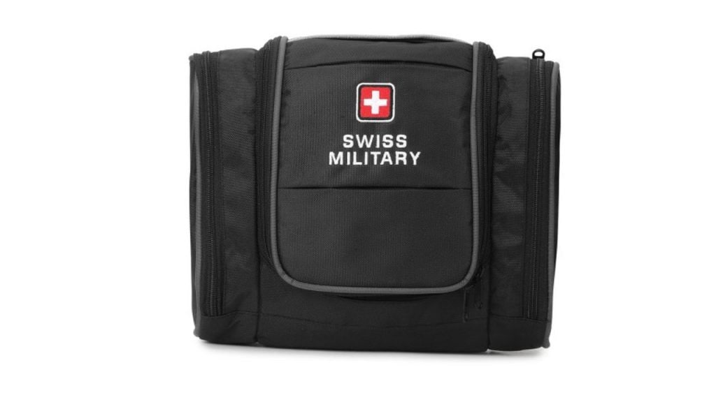 SWISS MILITARY Black Solid Utility Toiletry Bag
