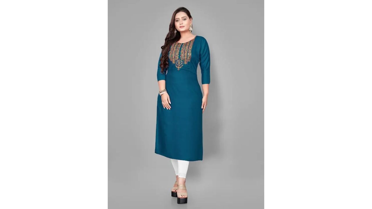 Saba Women Solid Cotton Blend A-line Kurta