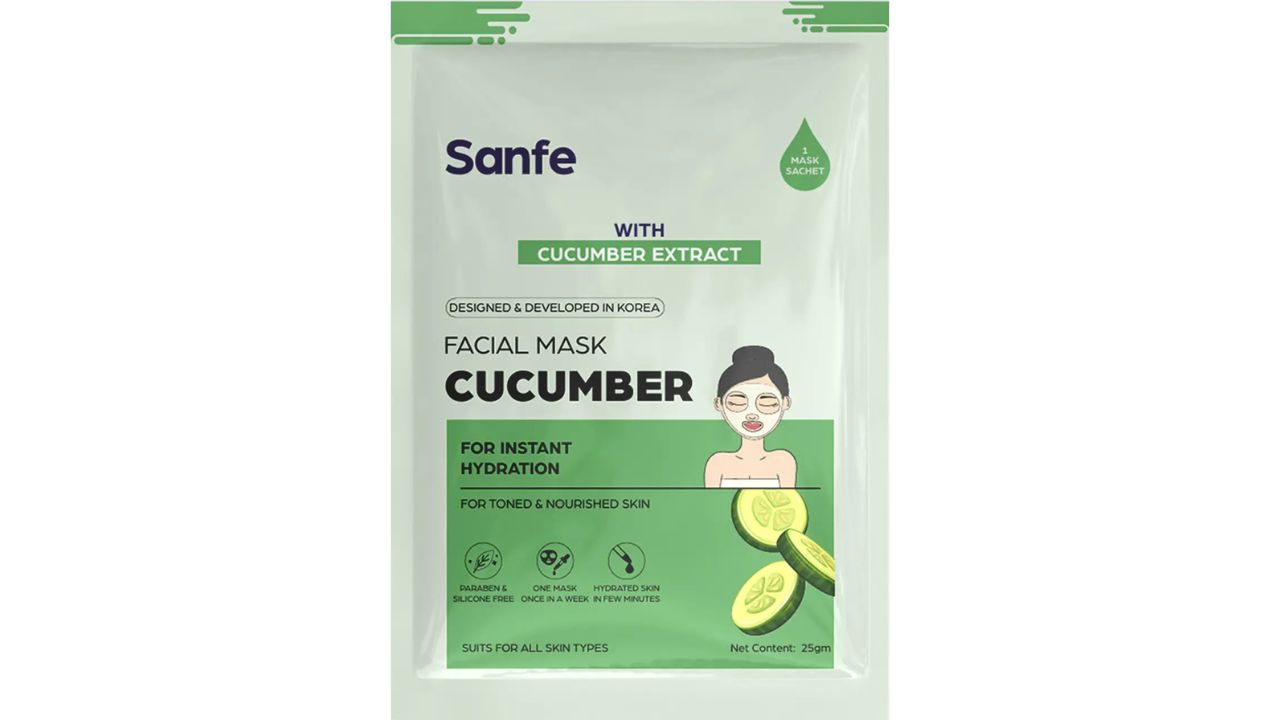 Sanfe Instant Hydration Cucumber Facial Mask 100% fruit extracts Korean Mask 1pc
