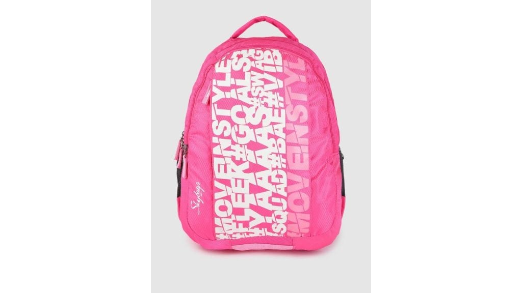 Skybags Kids Pink & White Typography Printed Backpack