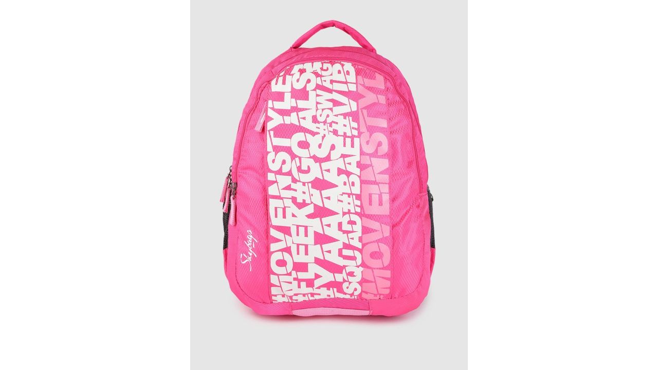 Skybags Kids Pink & White Typography Printed Backpack