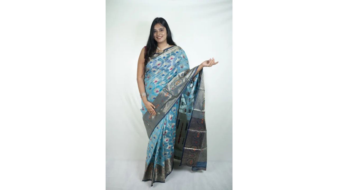 SnehaFashion Creation Woven Banarasi Organza Saree