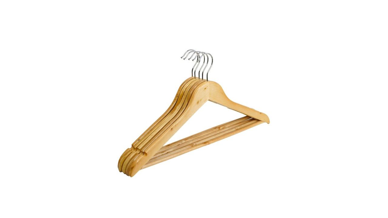 SuperGeneriX Beige 5 Pieces Wooden Clothes Open Ended Hangers