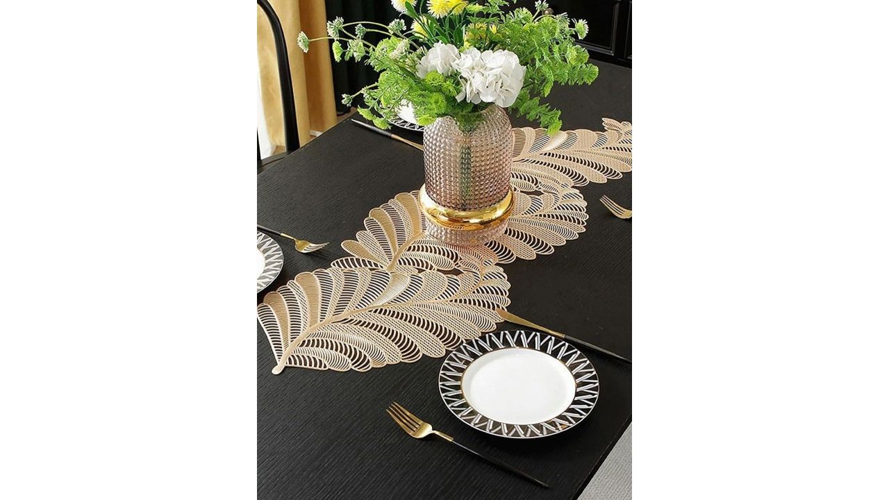 TIED RIBBONS Gold Toned Heat Resistant Dining Table Placemat